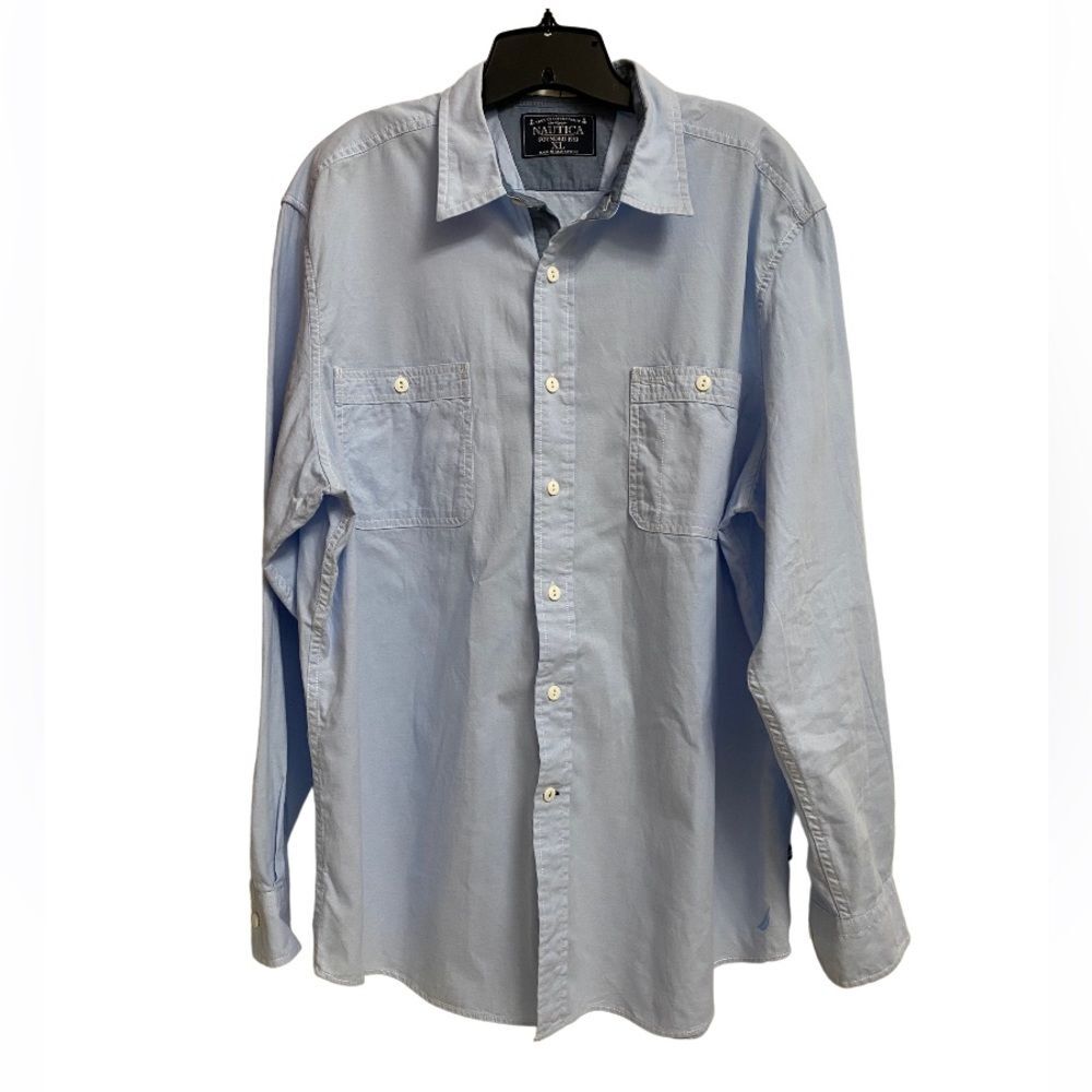 Nautica's Light Blue Button Down Shirt Men's Size XL Long Sleeve Cotton Soft